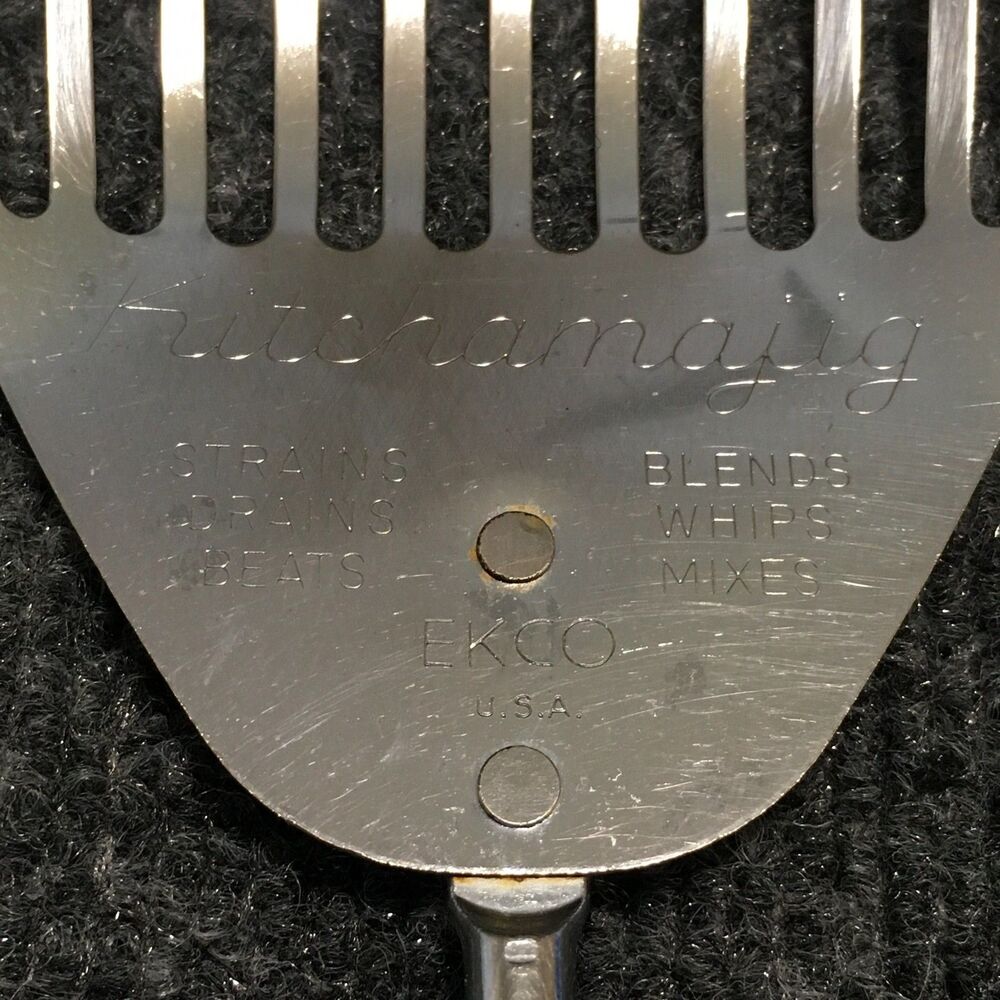Vintage Ekco Kitchamajig Stainless Steel Retro Slotted Spatula with Black Handle - Picture 3 of 8